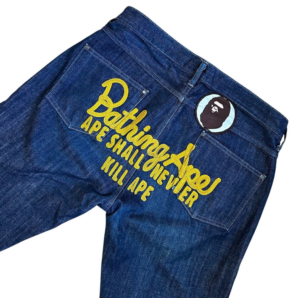 34" x 32" L Bape Champion Embroidered Denim Jeans
